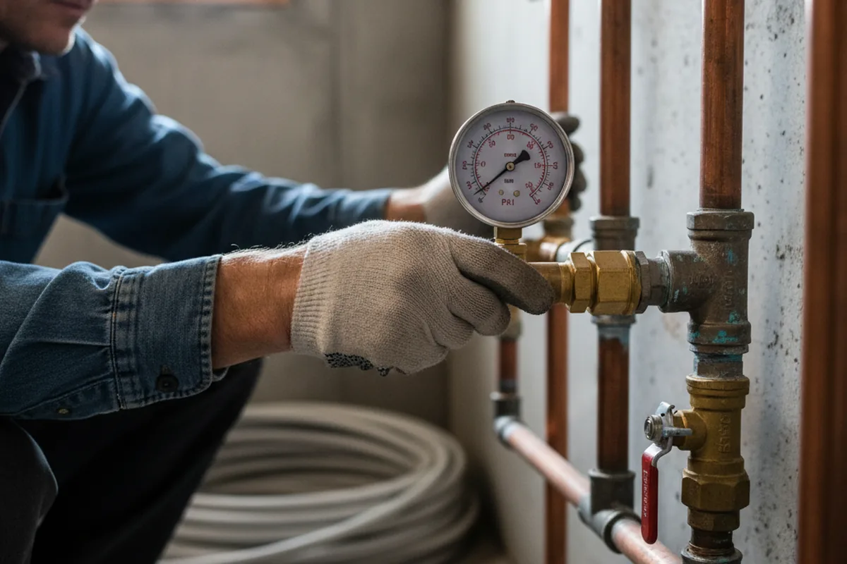 Pressure testing a repaired line during Water Line Repair in Mulliken